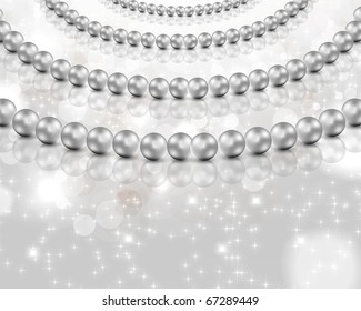 Abstract Christmas card with white snowflakes, baubles and lights