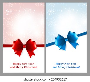 Abstract Christmas cards with a bow