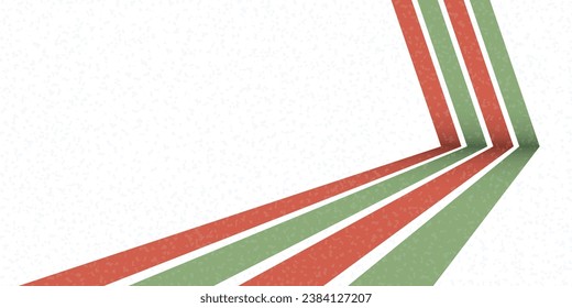 Abstract Christmas concept 1970's style red and green stripes on white background with risograph printing effect have blank space. Merry Xmas and Happy New Year vector illustration greeting card.