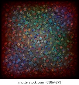 Abstract Christmas dark background with stars and confetti