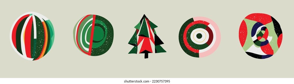 Abstract Christmas decoration elements, modern artistic collage card