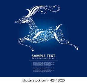 abstract christmas deer on blue background