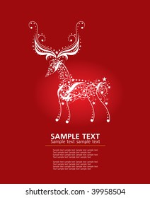 abstract christmas deer on red background