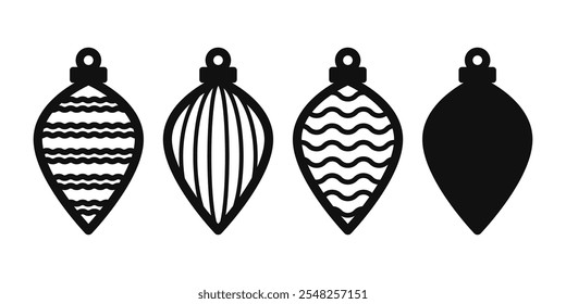 Abstract Christmas designs for earrings, pendant or keychain. Jewelry cutting template. Laser cut with leather, wood or metal. Vector stencils of beautiful hanging bijouterie