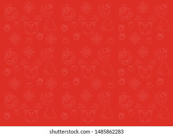 abstract christmas elements on red background