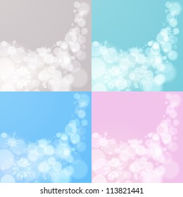 Abstract Christmas EPS10 vector background with snowflakes in 4 variants