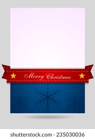 Abstract Christmas flyer background with red ribbon. Vector illustration