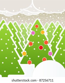 Abstract Christmas forest and snowfall