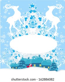 Abstract Christmas frame with reindeer