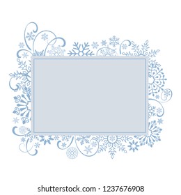 Abstract Christmas frame with snowflake ornament borders and copy space in the center. Vector illustration. 