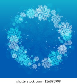 Abstract Christmas frame with snowflakes. Vector.