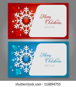 Abstract Christmas Gift Cards With Snowflake Gems And Copy Space