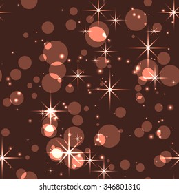 Abstract Christmas glittering background with circles and golden stars.