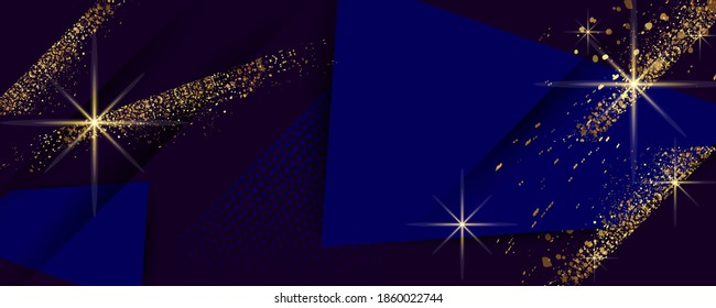 Abstract Christmas gold design background luxury dark blue and golden line template premium vector decorative elements