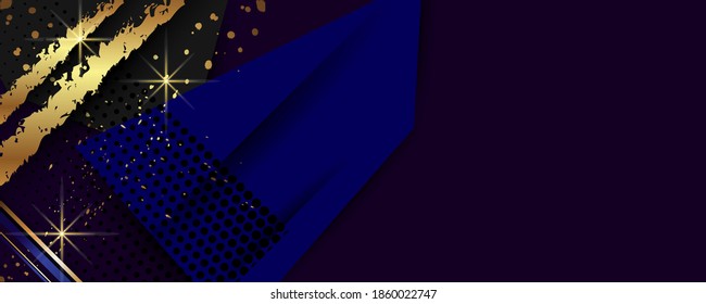 Abstract Christmas gold design background luxury dark blue and golden line template premium vector decorative elements