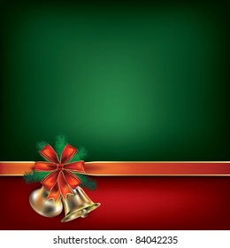 Abstract Christmas green greeting with gift ribbons