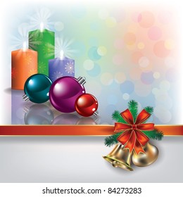 Abstract Christmas greeting with candles on light background