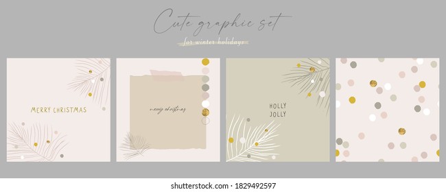 Abstract Christmas greeting card background with colorful confetti and xmas gold foil glitter decoration. Winter background for invitation, wrapping paper, greeting card, etc