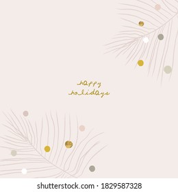 Abstract Christmas greeting card background with colorful confetti and xmas gold foil glitter decoration. Winter background for invitation, wrapping paper, greeting card, etc
