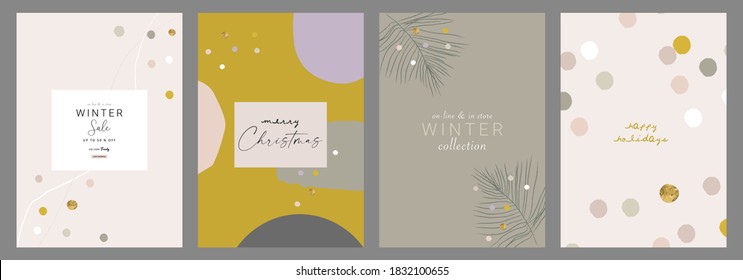 Abstract Christmas greeting card background with colorful confetti and xmas gold foil glitter decoration. Winter background for invitation, wrapping paper, greeting card, etc

