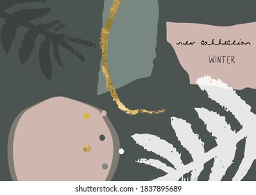 Abstract Christmas greeting card background with colorful confetti and xmas gold foil glitter decoration. Winter background for invitation, wrapping paper, greeting card, etc