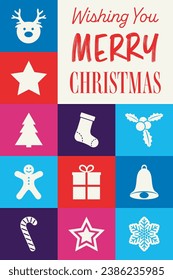 Abstract Christmas greeting card with decorations. Vector illustration