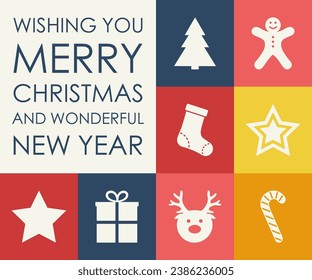 Abstract Christmas greeting card with decorations. Vector illustration