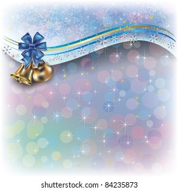 Abstract Christmas greeting with handbells on blue background