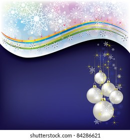 Abstract Christmas greeting with pearl decorations on blue