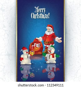 Abstract Christmas greeting with Santa Claus and gifts