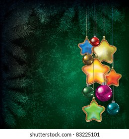 Abstract Christmas grunge background with color decorations