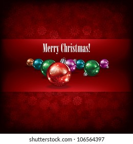 Abstract christmas grunge background with decorations on red