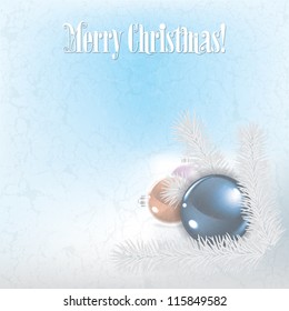 Abstract Christmas grunge background with decorations and pine branch