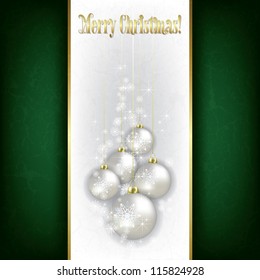Abstract Christmas grunge greeting with decorations on white background