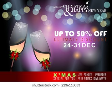 Abstract of Christmas Happy New Year Grand Sale. Vector and Illustration, EPS 10.