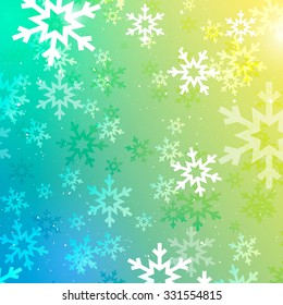 Abstract Christmas Holiday Background with Falling Snowflakes. Vector Colorful Winter Texture.