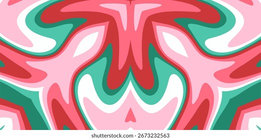 Abstract christmas inspired swirling pattern in shades of pink red and green for winter celebrations and festive designs.