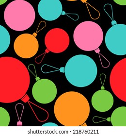 Abstract Christmas multicolored balls in flat style. holiday vector seamless pattern