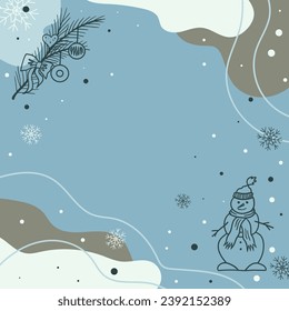 Abstract Christmas and New year background in blue colors. Vector design of christmas elements for greeting card, cover, social media post. Modern universal artistic templates.



