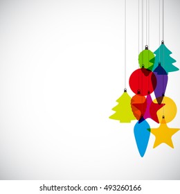 Abstract Christmas and  New Year Background with Decoration Toys and Balls. Vector Illustration. EPS10
