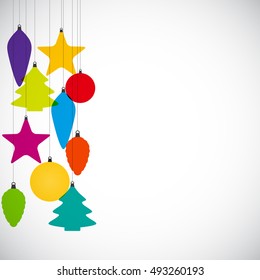 Abstract Christmas and  New Year Background with Decoration Toys and Balls. Vector Illustration. EPS10