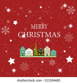 Abstract Christmas and New Year with Fabulous Houses Background. Vector Illustration. EPS10