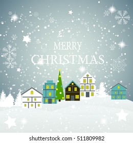 Abstract Christmas and New Year with Fabulous Houses Background. Vector Illustration. EPS10