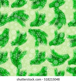 Abstract Christmas and New Year pattern with snowflakes and brunches. Vector illustration