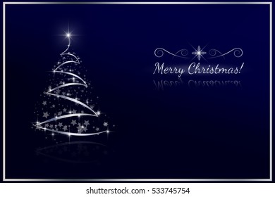 Abstract Christmas and New Year Tree with stars
