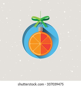 Abstract christmas orange icon in flat design style, vector illustration. Decor element for invitations, greeting cards, posters.
