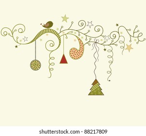 Abstract Christmas ornament in the style retro.