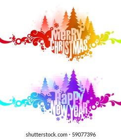 Abstract christmas ornate colorful banners