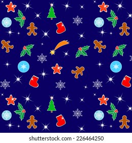 abstract Christmas pattern over dark blue background. Vector, EPS 10