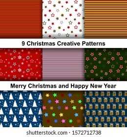 Abstract Christmas Pattern Repeating. Modern Design. Wrapping Paper Template. Vector Illustration 